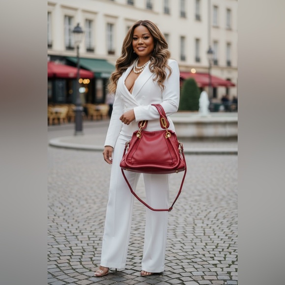 Chloé Paraty authentic deep red pebbled leather crossbody handbag gold hardware - Picture 1 of 16